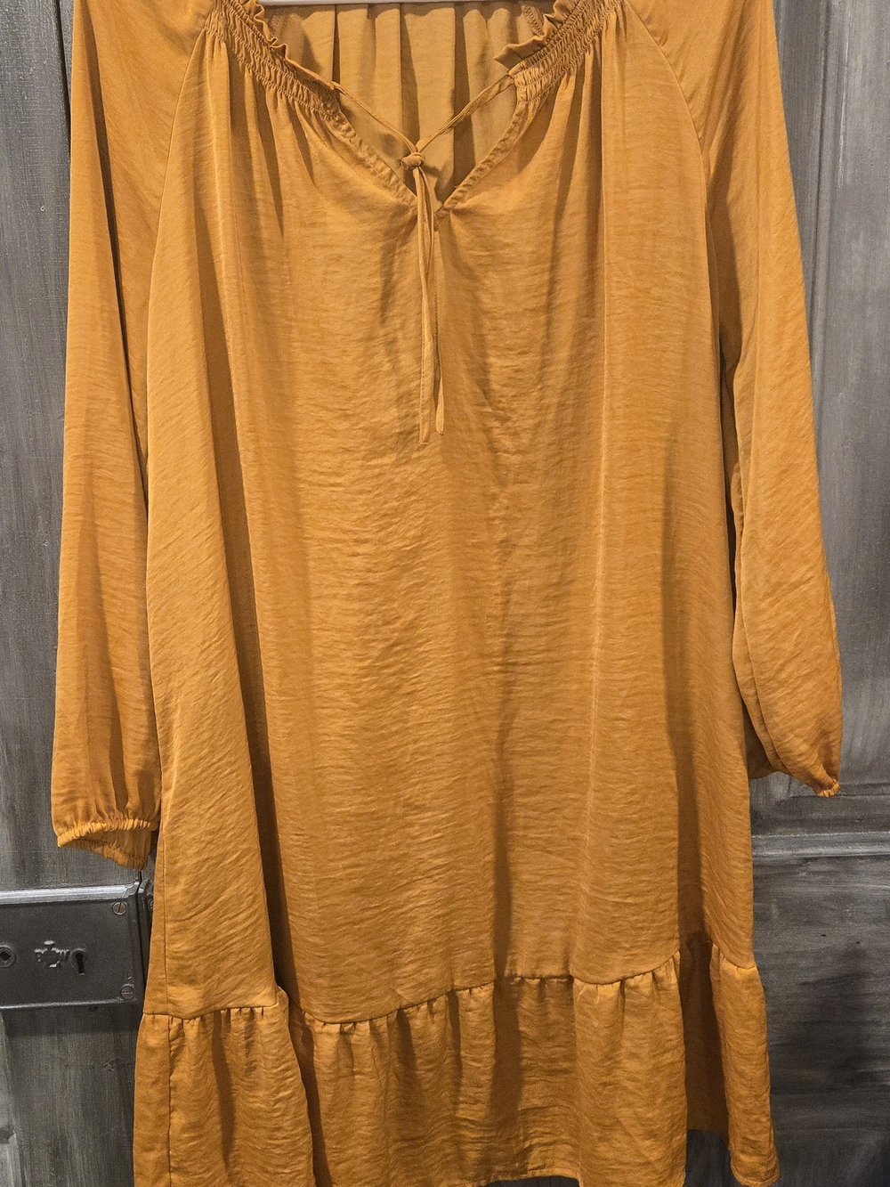 Old Navy Mustard Long Sleeve Tiered Peasant Dress
